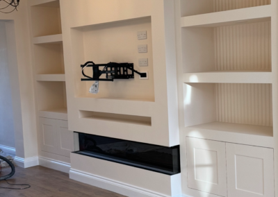 TV unit painting in London – modern living room finish by Eliot Painting Ltd