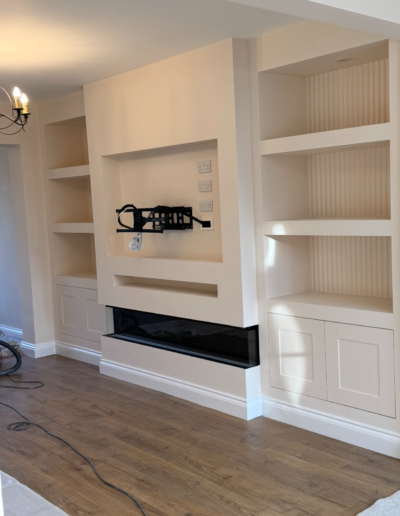 TV unit painting in London – modern living room finish by Eliot Painting Ltd
